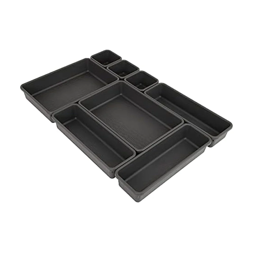 Copco Basics Interlocking Drawer Organizer Bin 8-piece, Charcoal